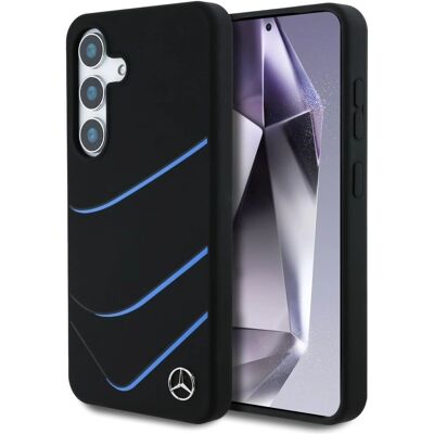 Coque Mercedes en Silicone Noire à Courbes Contrastantes et MagSafe pour Samsung Galaxy S25 Coque Mercedes en Silicone Noire à Courbes Contrastantes et MagSafe pour Samsung Galaxy S25