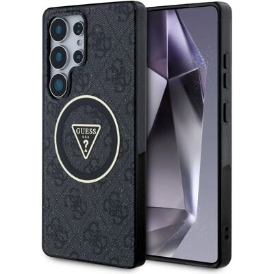 Guess Galaxy S25 Ultra Schwarzes Glitter Dreieck MagSafe Hülle Guess Galaxy S25 Ultra Schwarzes Glitter Dreieck MagSafe Hülle
