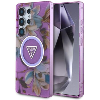 Guess Samsung Galaxy S25 Ultra Glitzer Blumen Dreieck Knopf Hülle Guess Samsung Galaxy S25 Ultra Glitzer Blumen Dreieck Knopf Hülle