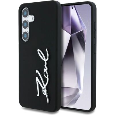 Karl Lagerfeld Samsung Galaxy S25 Silikon Metall Signature Hülle Karl Lagerfeld Samsung Galaxy S25 Silikon Metall Signature Hülle