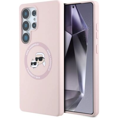Karl Lagerfeld Różowa Silikonowe Double Heads & Circle MagSafe Galaxy S25 Ultra - Etui na telefon Karl Lagerfeld Różowa Silikonowe Double Heads & Circle MagSafe Galaxy S25 Ultra - Etui na telefon