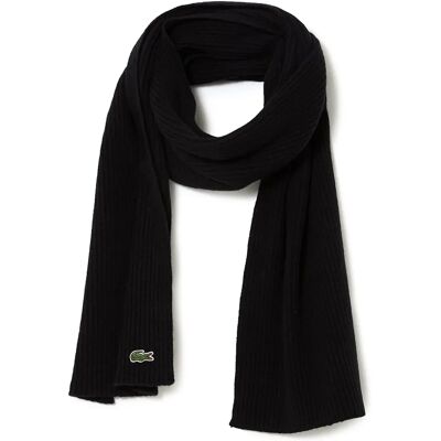 Lacoste Ribbad ullskarf - Svart - Skarf Lacoste Ribbad ullskarf - Svart - Skarf