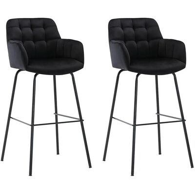 Pascal Morabito Schwarzer Samt Barhocker - Set mit 2 - Modernes Design Pascal Morabito Schwarzer Samt Barhocker - Set mit 2 - Modernes Design