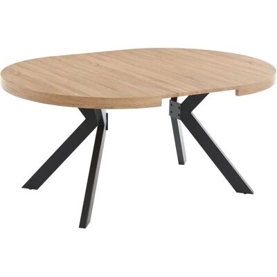 Mesa Extensible KOMONI - MDF y Acero - Natural Claro y Negro Mesa Extensible KOMONI - MDF y Acero - Natural Claro y Negro