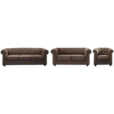 Canapé Chesterfield Vente-unique 3-2-1 Microfibre Vintage - Publicité Canapé Chesterfield Vente-unique 3-2-1 Microfibre Vintage - Publicité