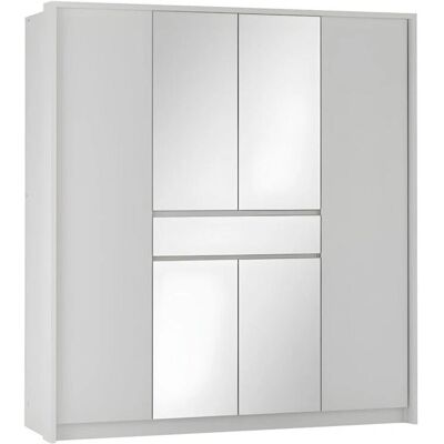 Vente-unique Armoire Blanche 6 Portes avec Miroir - Armoire - Publicité Vente-unique Armoire Blanche 6 Portes avec Miroir - Armoire - Publicité