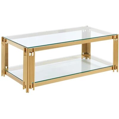 Pascal Morabito NOMELANO - Gouden salontafel van gehard glas Pascal Morabito NOMELANO - Gouden salontafel van gehard glas