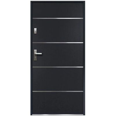 Puerta de entrada de acero y inox NAXARA - Apertura a la derecha - 207x100cm Puerta de entrada de acero y inox NAXARA - Apertura a la derecha - 207x100cm