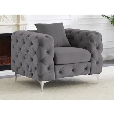 Vente-unique Edwina Fauteuil Chesterfield en Velours - 1 Place - Style Vintage Vente-unique Edwina Fauteuil Chesterfield en Velours - 1 Place - Style Vintage