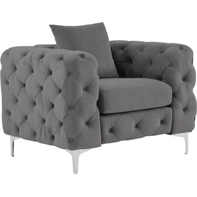 Vente-unique Edwina Samtledersessel - Chesterfield, 1-Sitzer - Vintage Stil Vente-unique Edwina Samtledersessel - Chesterfield, 1-Sitzer - Vintage Stil