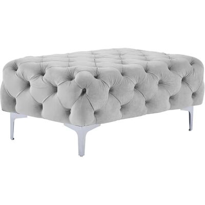 Pouf Chesterfield Velours Gris Clair Edwina - Vente-Unique - Publicité Pouf Chesterfield Velours Gris Clair Edwina - Vente-Unique - Publicité