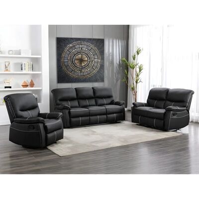 Ensemble Canby Vente-Unique - Canapés et Fauteuil Relax, Noir - Publicité Ensemble Canby Vente-Unique - Canapés et Fauteuil Relax, Noir - Publicité