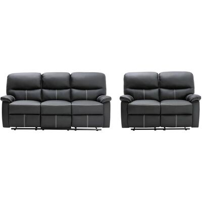Venta-Unique Canby Sofa-Set - Schwarz - Manuelle Relaxfunktion, 3+2 Plätze Venta-Unique Canby Sofa-Set - Schwarz - Manuelle Relaxfunktion, 3+2 Plätze