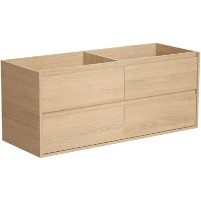 Vente-Unique - Wall-mounted Bathroom Cabinet - Oak Veneer - 120cm - Milipam - Natural Light Vente-Unique - Wall-mounted Bathroom Cabinet - Oak Veneer - 120cm - Milipam - Natural Light