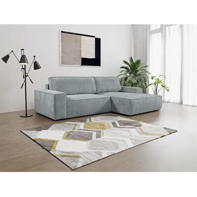 Canapé d'angle convertible en velours gris clair - 4 places Vente-unique - Publicité Canapé d'angle convertible en velours gris clair - 4 places Vente-unique - Publicité