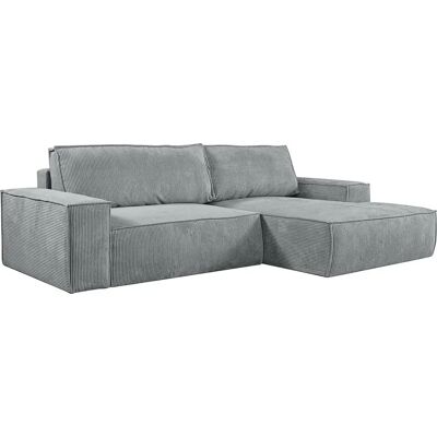 Vente-unique Grijs Fluweel Hoekbank Bed - 5 Zitplaatsen Vente-unique Grijs Fluweel Hoekbank Bed - 5 Zitplaatsen