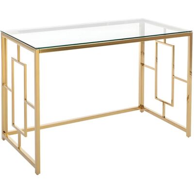 Pascal Morabito Clotilde Gold Tempered Glass Steel Desk Pascal Morabito Clotilde Gold Tempered Glass Steel Desk
