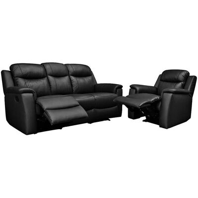 Vente-Unique Evasion Leder Relaxsofa-Set - Schwarz Vente-Unique Evasion Leder Relaxsofa-Set - Schwarz