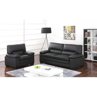 Vente-unique Ensemble Canapé et Fauteuil en Cuir de Buffle 3+1 - Moderne - Publicité Vente-unique Ensemble Canapé et Fauteuil en Cuir de Buffle 3+1 - Moderne - Publicité