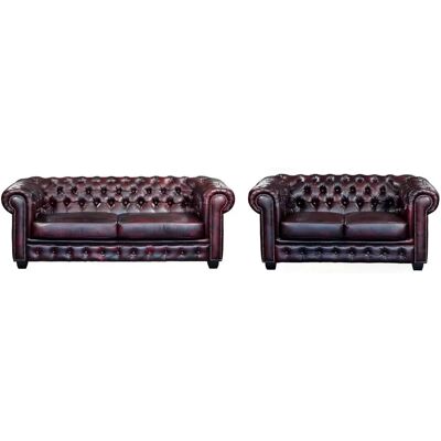 Vente-unique Canapé Chesterfield Cereza - 3+2 places - Cuir - Publicité Vente-unique Canapé Chesterfield Cereza - 3+2 places - Cuir - Publicité