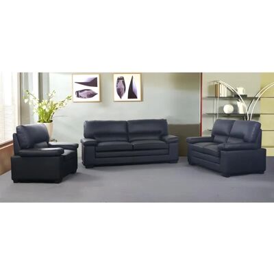 Vente-unique Büffelleder 3+2+1 Sofa-Set - Schwarz Vente-unique Büffelleder 3+2+1 Sofa-Set - Schwarz