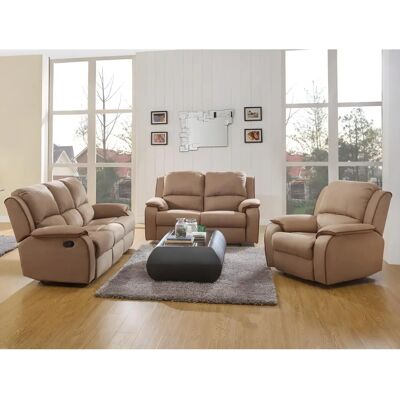 Vente-unique Taupe Ensemble Canapé et Fauteuil Relax en Microfibre - Publicité Vente-unique Taupe Ensemble Canapé et Fauteuil Relax en Microfibre - Publicité