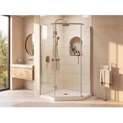 Mampara de ducha Ardia con puerta y base - Vente-unique Mampara de ducha Ardia con puerta y base - Vente-unique