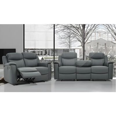 Canapé Evasion 3+2 Relax Cuir - Gris Canapé Evasion 3+2 Relax Cuir - Gris