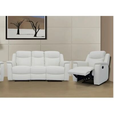 Vente-Unique Evasion Ledersofa-Set - Elfenbein - 3+1 Sitze Vente-Unique Evasion Ledersofa-Set - Elfenbein - 3+1 Sitze