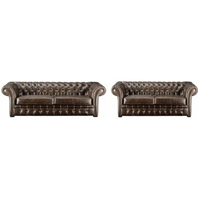 Vente-unique Sofá Chesterfield 3+2 de Cuero - Sofá Vente-unique Sofá Chesterfield 3+2 de Cuero - Sofá