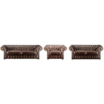 Venta-unica Brauner Chesterfield Sofaset Venta-unica Brauner Chesterfield Sofaset