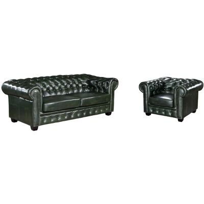 Linea Sofa - Büffelleder Chesterfield-Sofa - Grün Linea Sofa - Büffelleder Chesterfield-Sofa - Grün