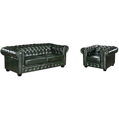 Linea Sofa - Büffelleder Chesterfield-Sofa - Grün Linea Sofa - Büffelleder Chesterfield-Sofa - Grün