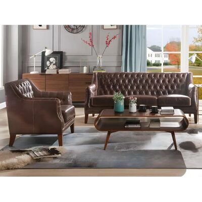Venta-unica - Vintage Leder-Sofa-Set - Braun - Wohnzimmer Venta-unica - Vintage Leder-Sofa-Set - Braun - Wohnzimmer