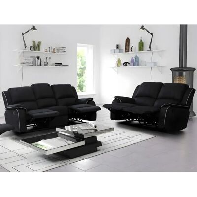 Vente-unique Hernani Sofasatz - Mikrofaser, 3+2 Sitze, Schwarz Vente-unique Hernani Sofasatz - Mikrofaser, 3+2 Sitze, Schwarz