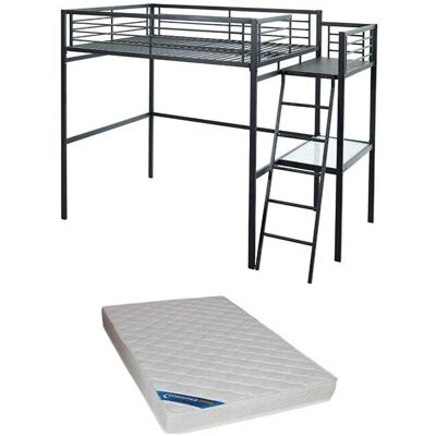 Lits mezzanine Casual avec Bureau - Anthracite - 140x190cm Lits mezzanine Casual avec Bureau - Anthracite - 140x190cm