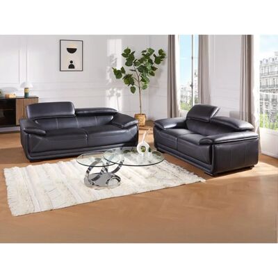 Vente-unique Macelo Ledersofa - 3+2 Plätze - Schwarz - Modernes Design Vente-unique Macelo Ledersofa - 3+2 Plätze - Schwarz - Modernes Design