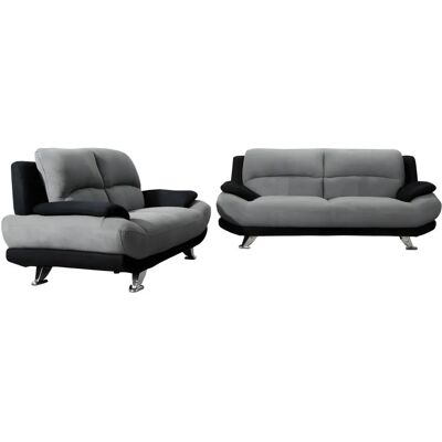 Vente-unique Musko Sofa - Modern Bicolor Mikrofaser - 3+2 Sitzer Vente-unique Musko Sofa - Modern Bicolor Mikrofaser - 3+2 Sitzer