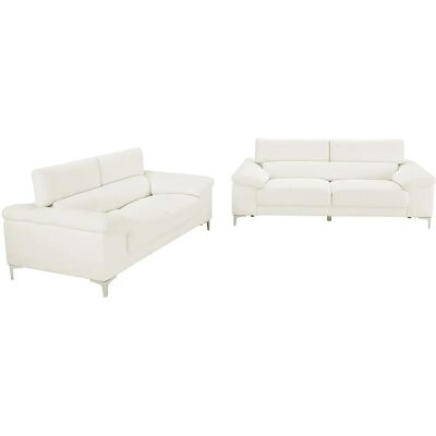 Venta-unica Solange Wit Lederen Bankstel - Bankstel Set Venta-unica Solange Wit Lederen Bankstel - Bankstel Set