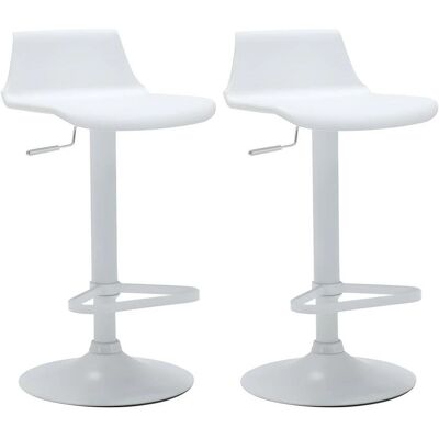 Vente-unique White Calas Bar Stools - Adjustable Height Set of 2 Vente-unique White Calas Bar Stools - Adjustable Height Set of 2