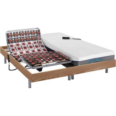 Letto regolabile elettricamente Dreamea con materasso in memory foam - 2x90x200 cm - Naturale Letto regolabile elettricamente Dreamea con materasso in memory foam - 2x90x200 cm - Naturale