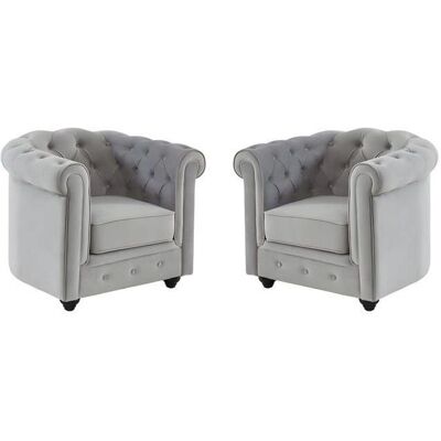 Fauteuil Chesterfield Vente-Unique - Gris Clair - Élégant et Résistant - Publicité Fauteuil Chesterfield Vente-Unique - Gris Clair - Élégant et Résistant - Publicité