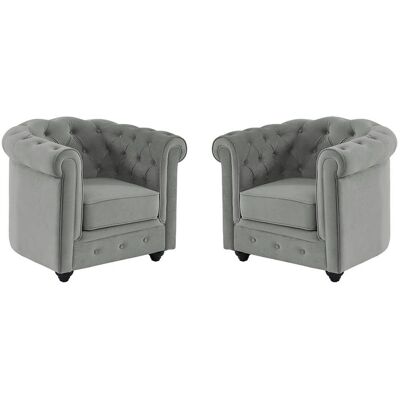 Vente-Unique Chesterfield Sessel - Hellgrau - Elegant & Robust Vente-Unique Chesterfield Sessel - Hellgrau - Elegant & Robust