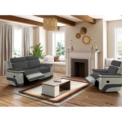 Vente-unique Canapé 3 places et un fauteuil relax en microfibre Talca - Anthracite et gris clair - Publicité Vente-unique Canapé 3 places et un fauteuil relax en microfibre Talca - Anthracite et gris clair - Publicité