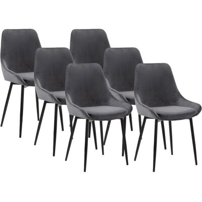 Vente-unique Masurie Samtgraue Stühle - Inneneinrichtung Vente-unique Masurie Samtgraue Stühle - Inneneinrichtung