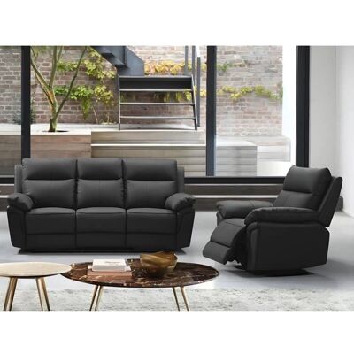 Venta-UNICA Ledersofa-Set - Schwarz - 208x92x102cm Venta-UNICA Ledersofa-Set - Schwarz - 208x92x102cm