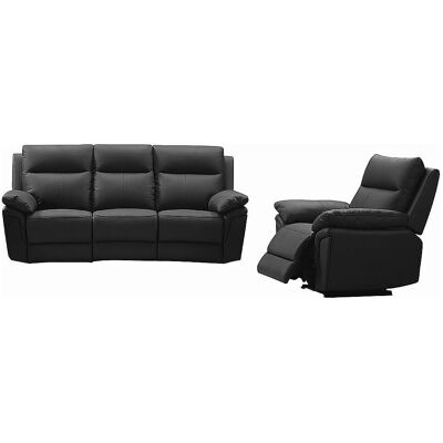 Venta-UNICA Ledersofa-Set - Schwarz - 208x92x102cm Venta-UNICA Ledersofa-Set - Schwarz - 208x92x102cm