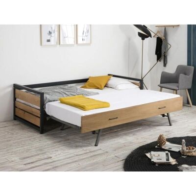 Unique Boston - Letto singolo con letto estraibile - Stile industriale Unique Boston - Letto singolo con letto estraibile - Stile industriale