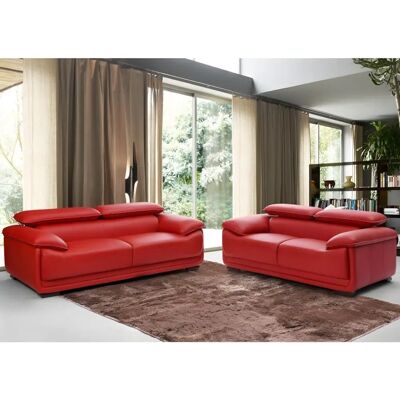 Vente-unique Macelo Ledersofa - Verstellbare Kopfstützen - 3 & 2 Sitze Vente-unique Macelo Ledersofa - Verstellbare Kopfstützen - 3 & 2 Sitze