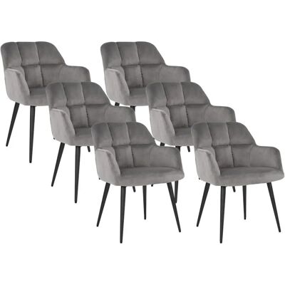 Vente-unique - Conjunto de 6 Cadeiras de Veludo com Braços - Design Moderno Vente-unique - Conjunto de 6 Cadeiras de Veludo com Braços - Design Moderno